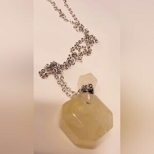 Natural Citrine Perfume Bottle Pendant Necklace/ Essential Oil Diffuser